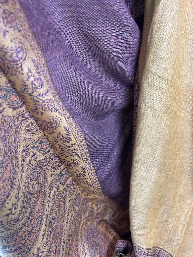 Reversible Varanasi Cotton-Silk Shawl – Mauve / Warm Latte
