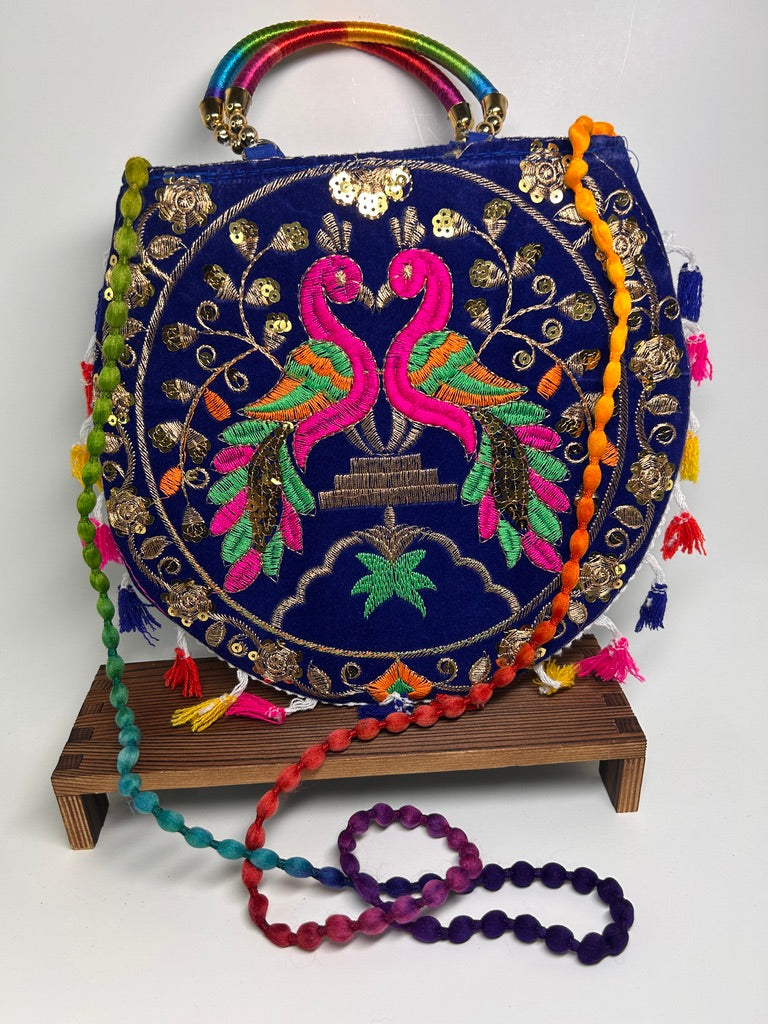 Embroidered Peacock Bag