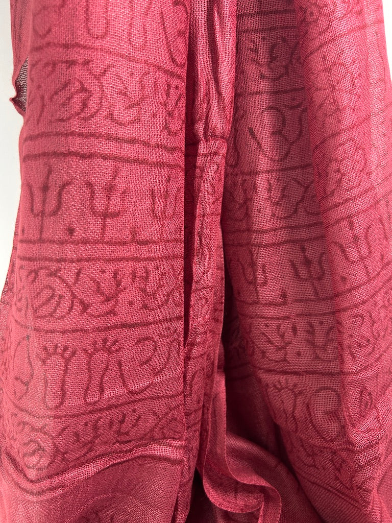 Hand-Stamped Light Mesh Cotton Summer Scarf