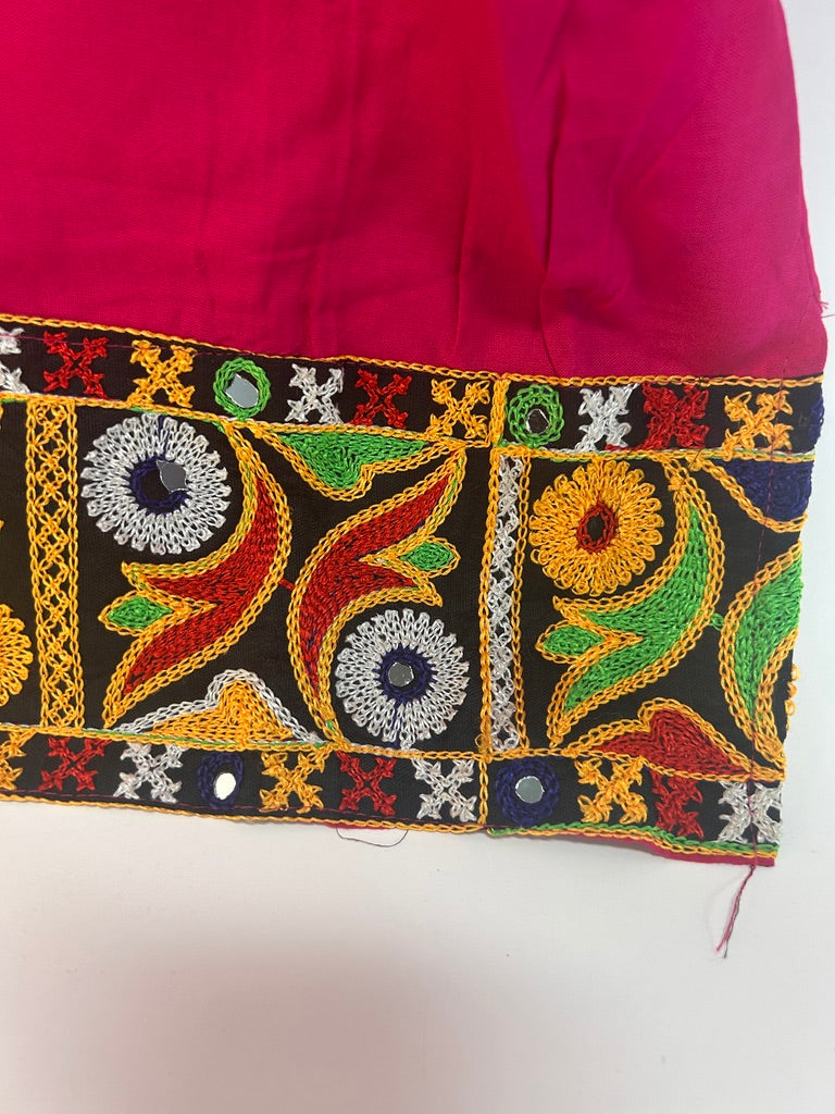 Fuchsia Mirror-Work Embroidered Cotton Kurti / Tunic Top — view 9