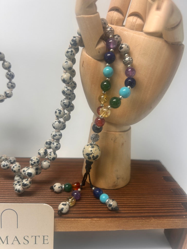 Natural Seven Chakra Energy Mala — Certified Gemstone Meditation Necklace