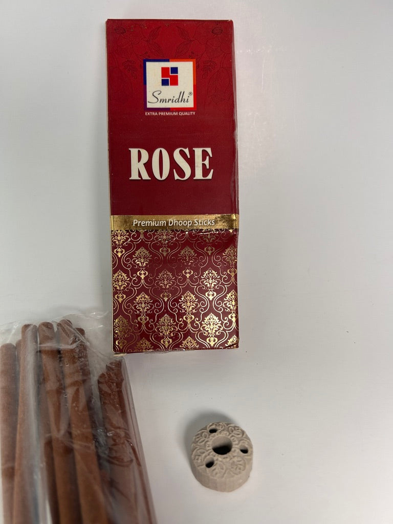 Premium Dhoop with Ceramic Holder – Rose