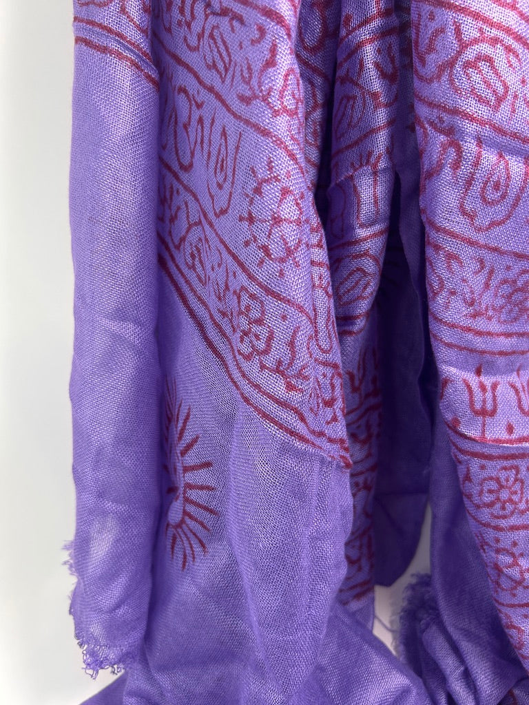 Hand-Stamped Light Mesh Cotton Summer Scarf