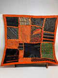 Embroidered Patchwork Pillow Cover, Orange