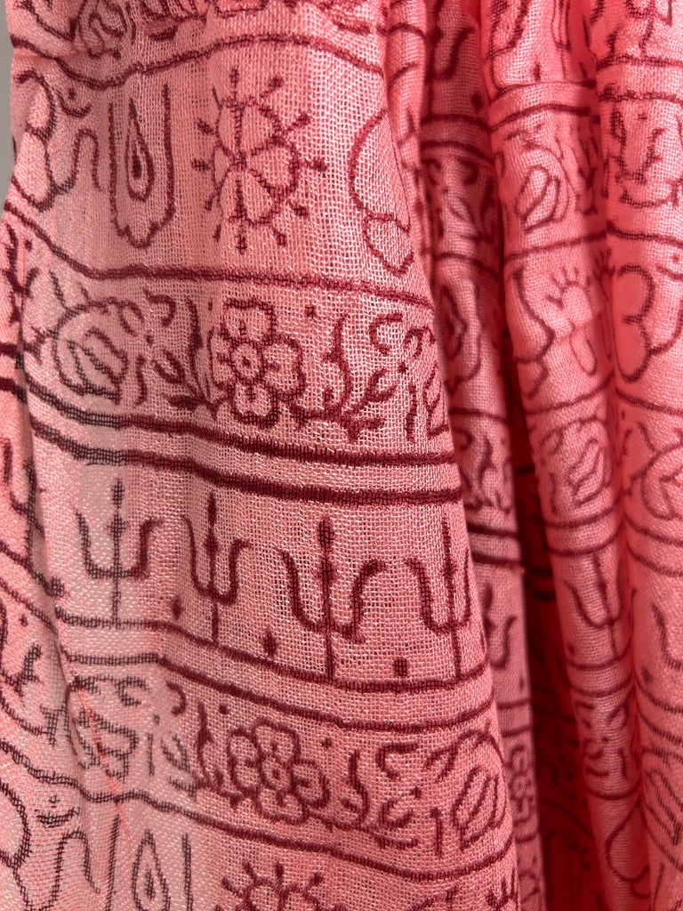 Hand-Stamped Light Mesh Cotton Summer Scarf