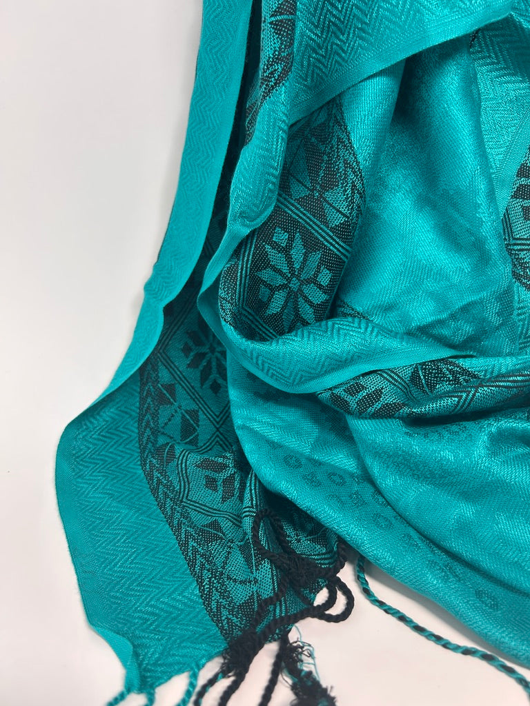 Varanasi Silk Scarf, Teal