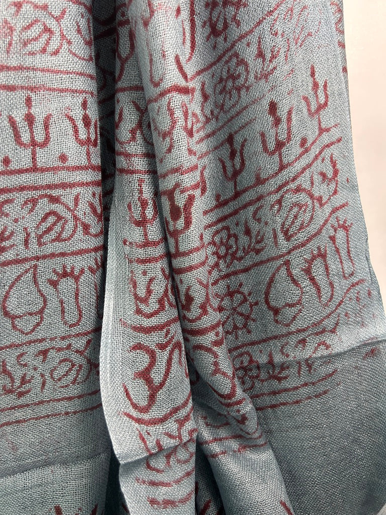 Hand-Stamped Light Mesh Cotton Summer Scarf