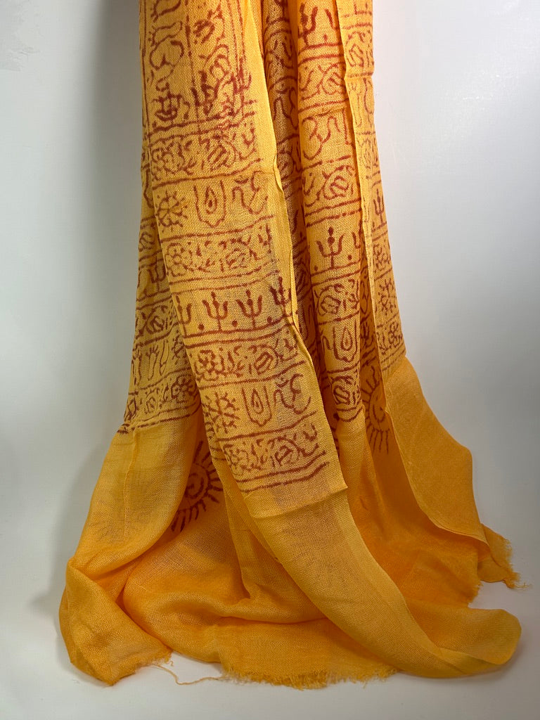 Hand-Stamped Light Mesh Cotton Summer Scarf