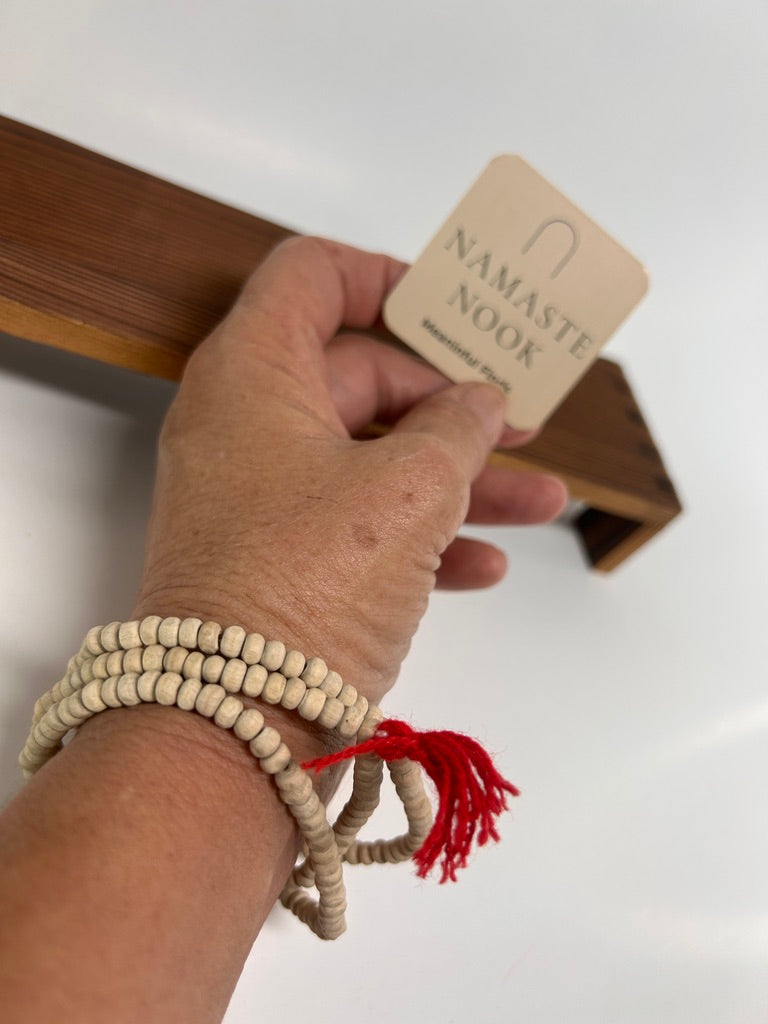 Tulsi Mala — Traditional Holy Basil Wood Prayer Beads – Classic 22-inch