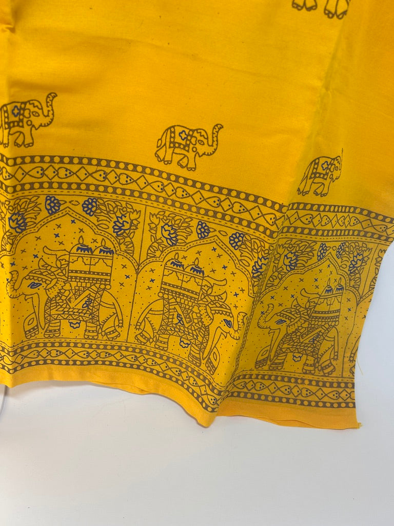 Elephant Border Cotton Short Kurti / Tunic Top, Mustard Yellow — view 5