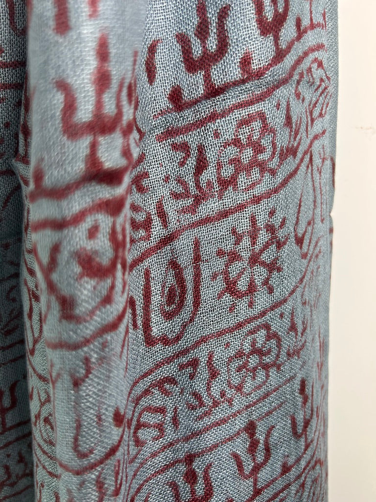 Hand-Stamped Light Mesh Cotton Summer Scarf