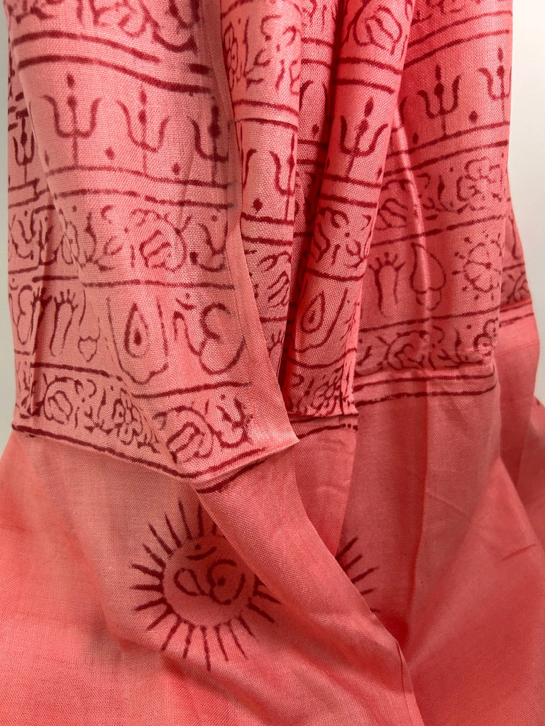 Brushed Cotton Printed Scarf – Salmon