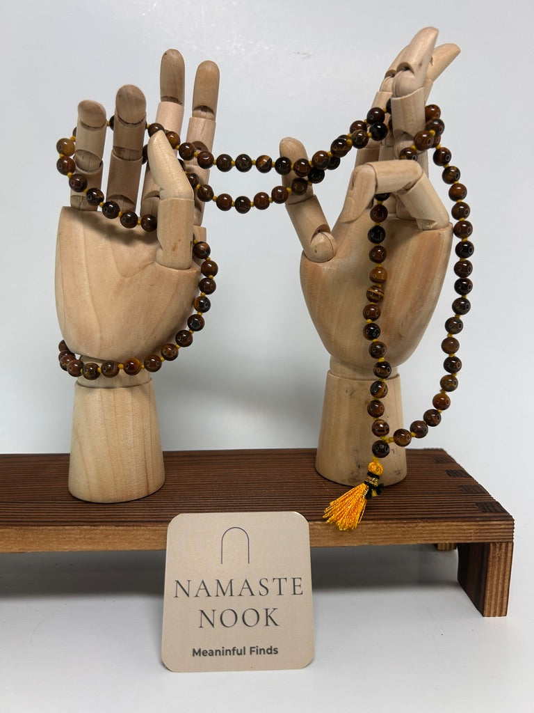 Tiger Eye Mala — Handcrafted Meditation Necklace