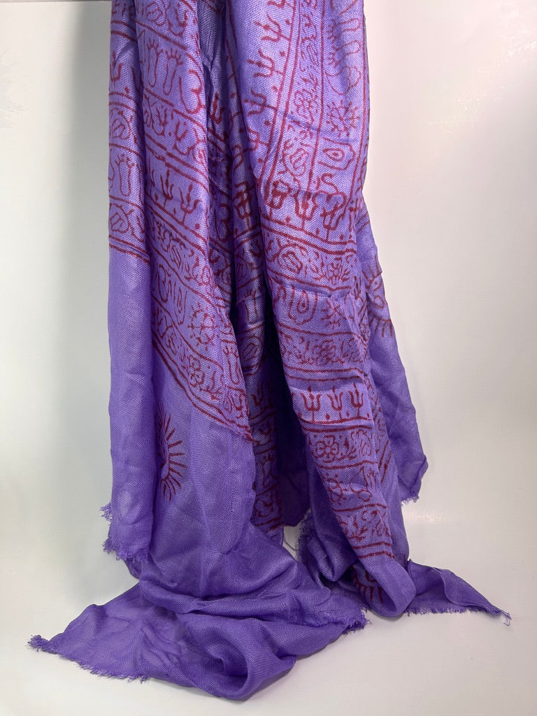 Hand-Stamped Light Mesh Cotton Summer Scarf