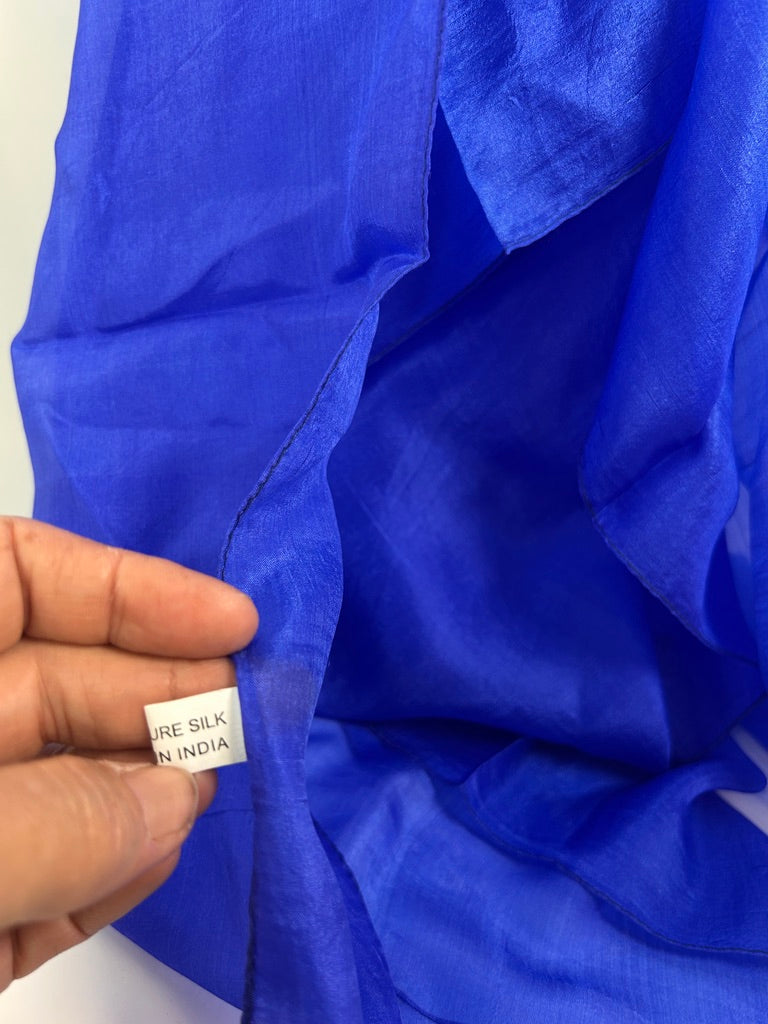 Varanasi Pure Silk Scarf / Dupatta – Electric Blue