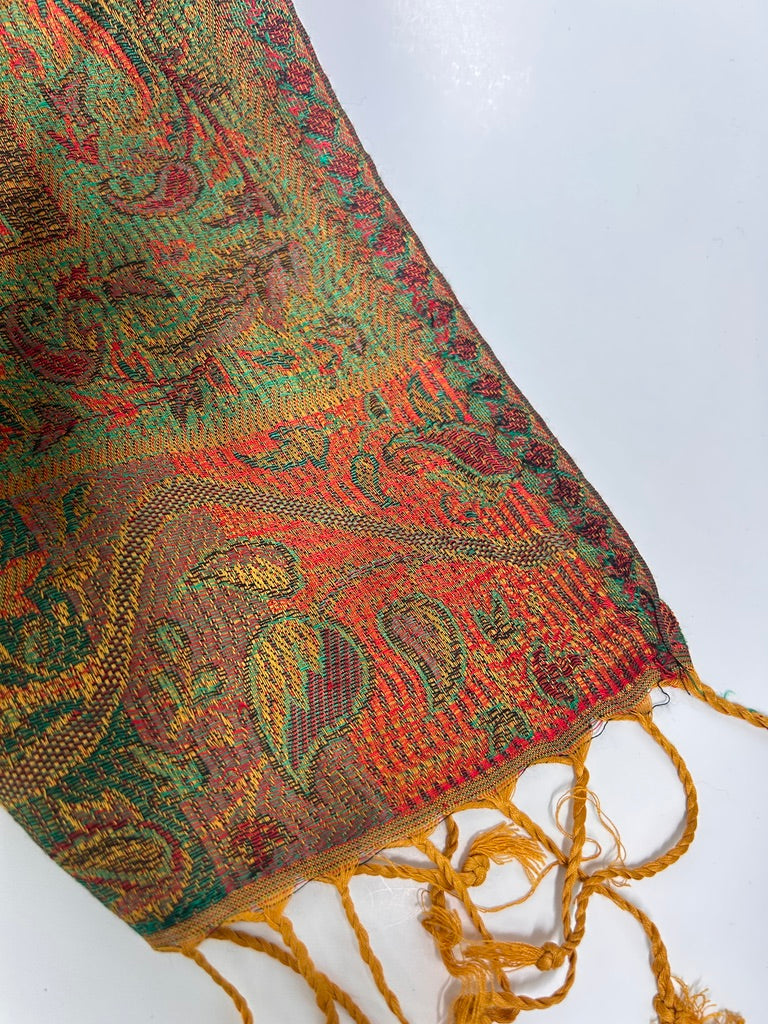 Fine-Weave Reversible Cotton-Silk Paisley Wrap