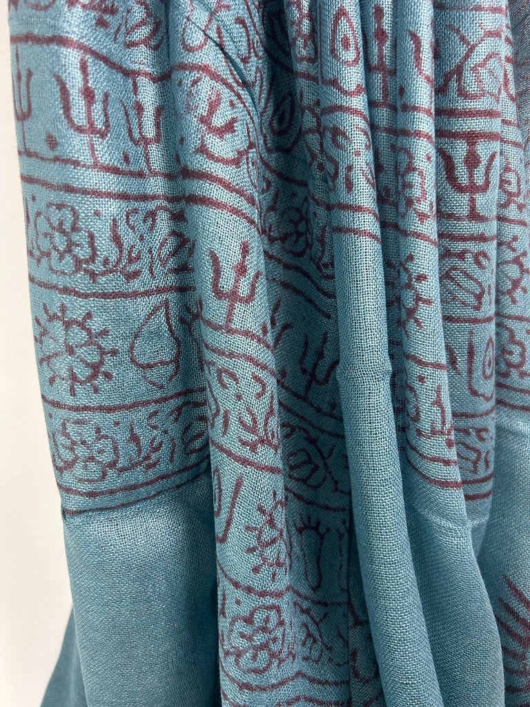 Hand-Stamped Light Mesh Cotton Summer Scarf