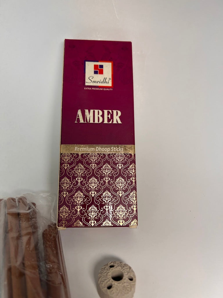 Premium Dhoop with Ceramic Holder – Amber