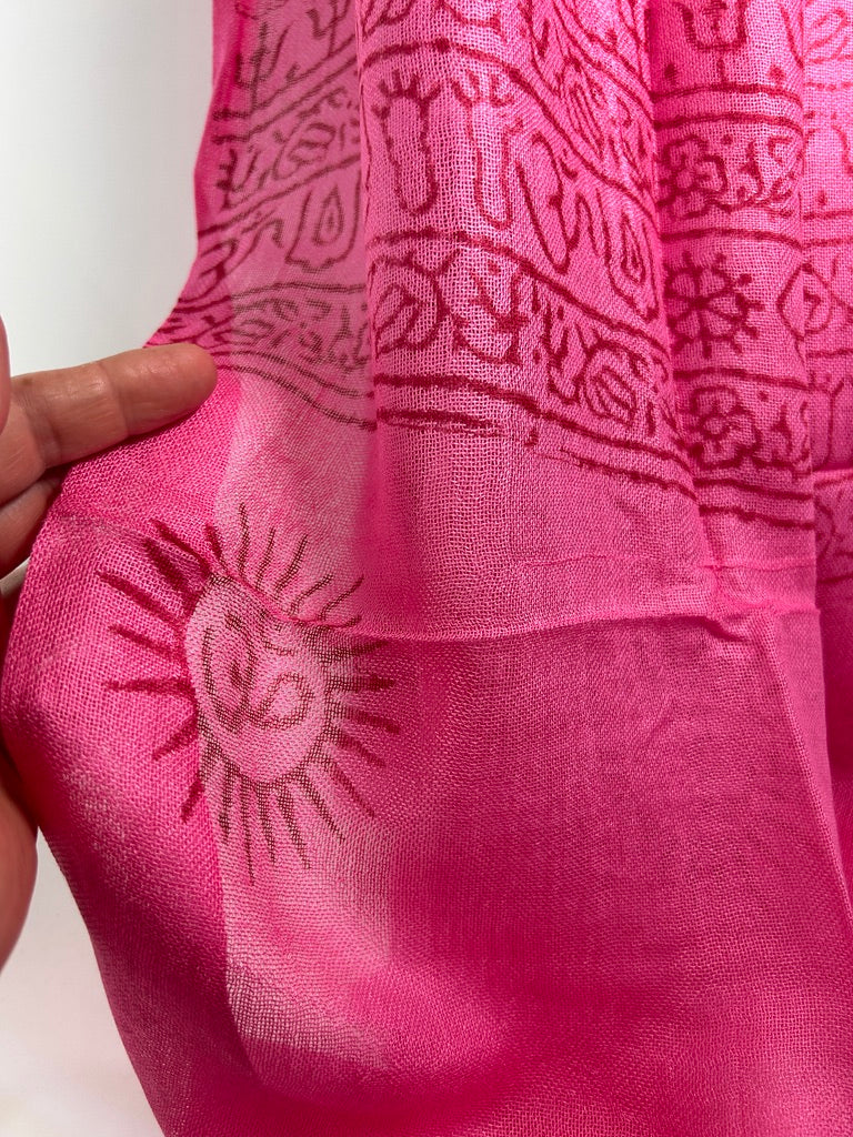 Hand-Stamped Light Mesh Cotton Summer Scarf