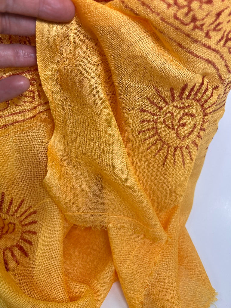 Hand-Stamped Light Mesh Cotton Summer Scarf