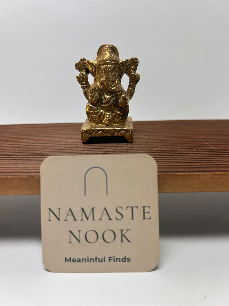 Small Brass Ganesh Altar Figure — view 2