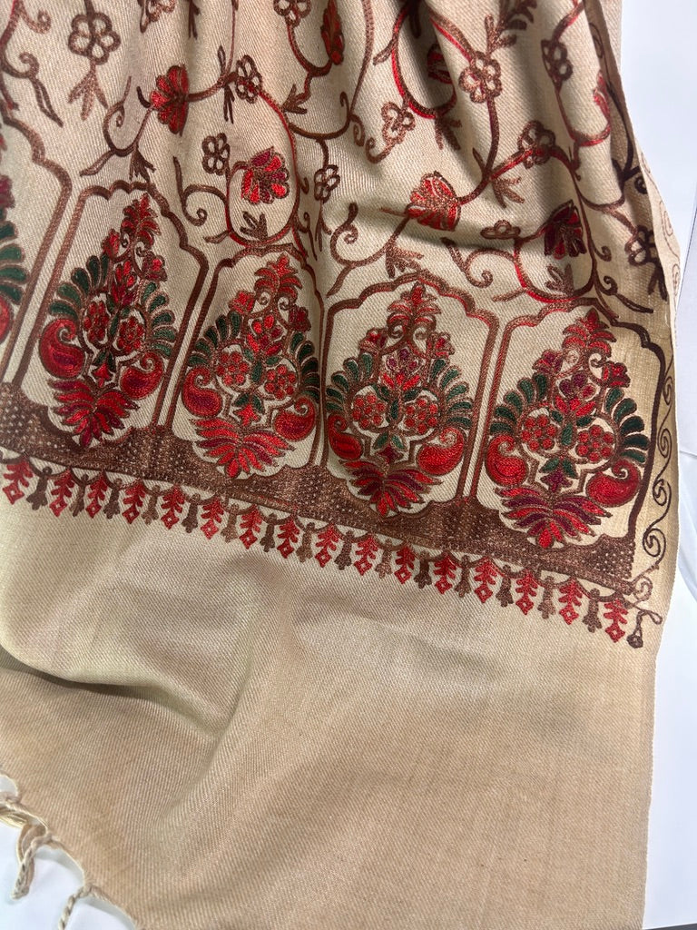 Traditional Embroidered Shawl – Caffè Latte