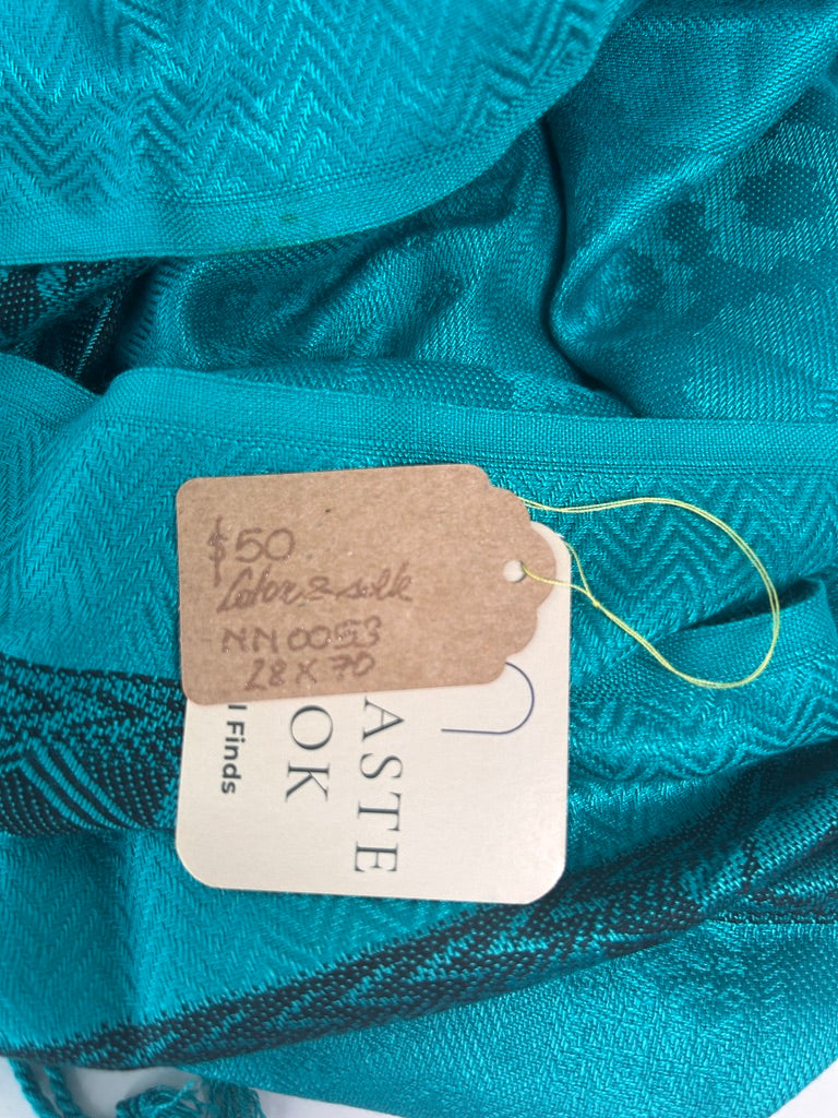 Varanasi Silk Scarf, Teal