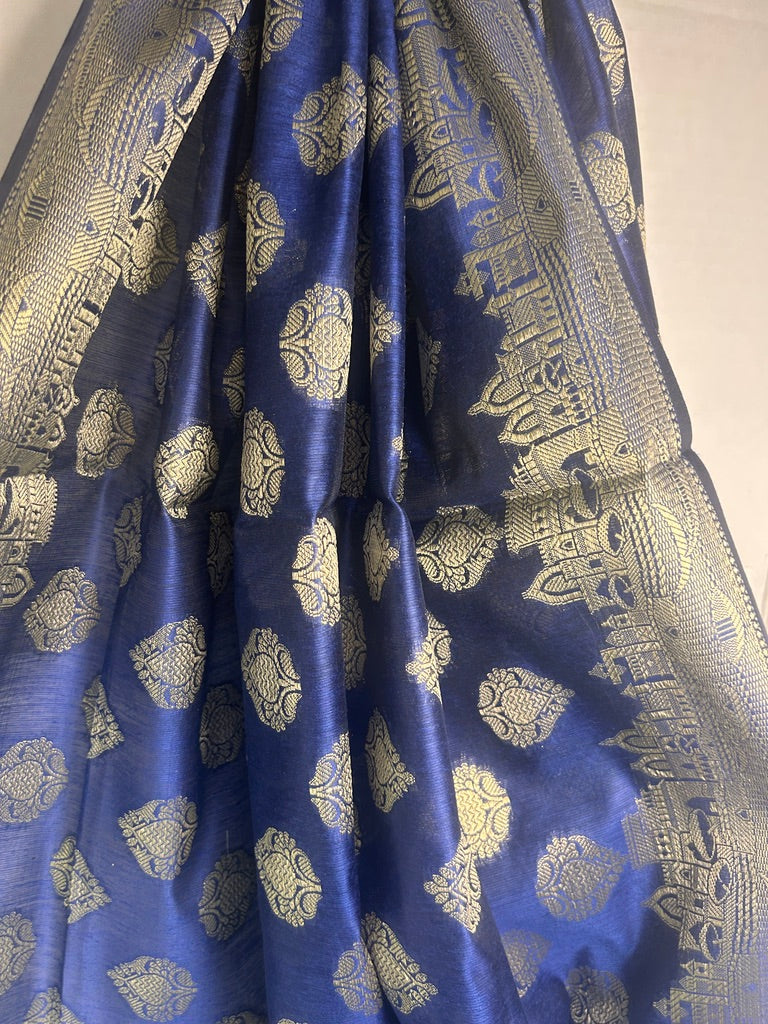 Varanasi Pilgrimage Woven Statement Wrap – Navy