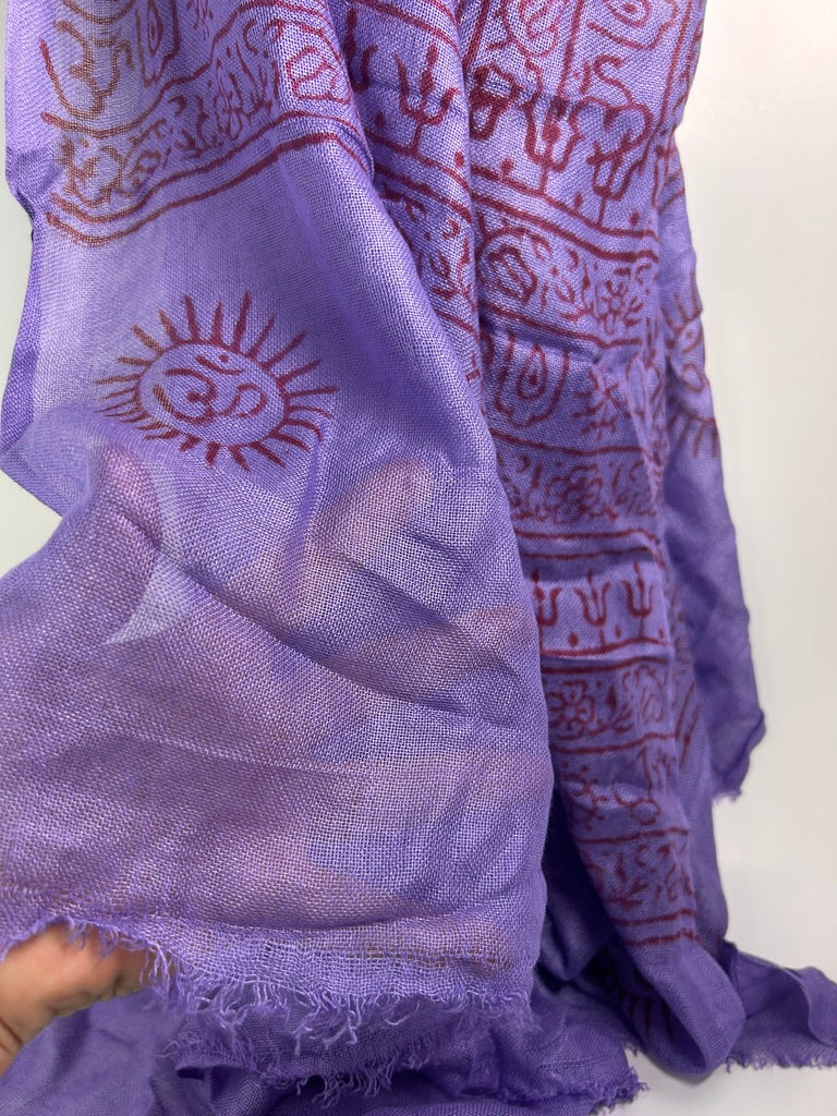 Hand-Stamped Light Mesh Cotton Summer Scarf
