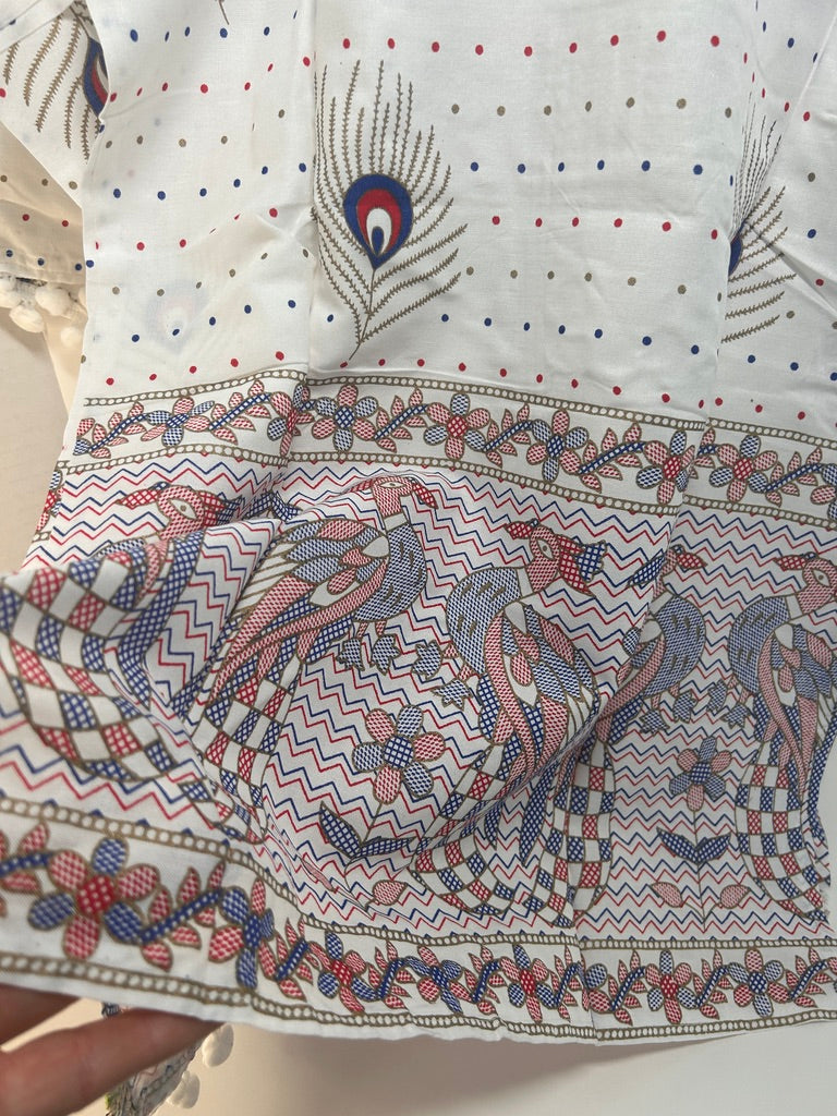 White Peacock Embellished Cotton Kurti / Tunic Top — view 10