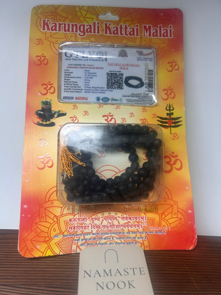 Karungali Mala — Certified Natural Black Ebony Prayer Beads