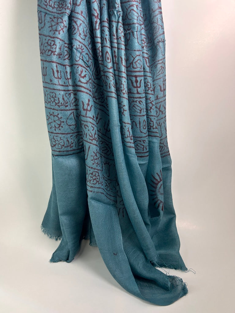 Hand-Stamped Light Mesh Cotton Summer Scarf