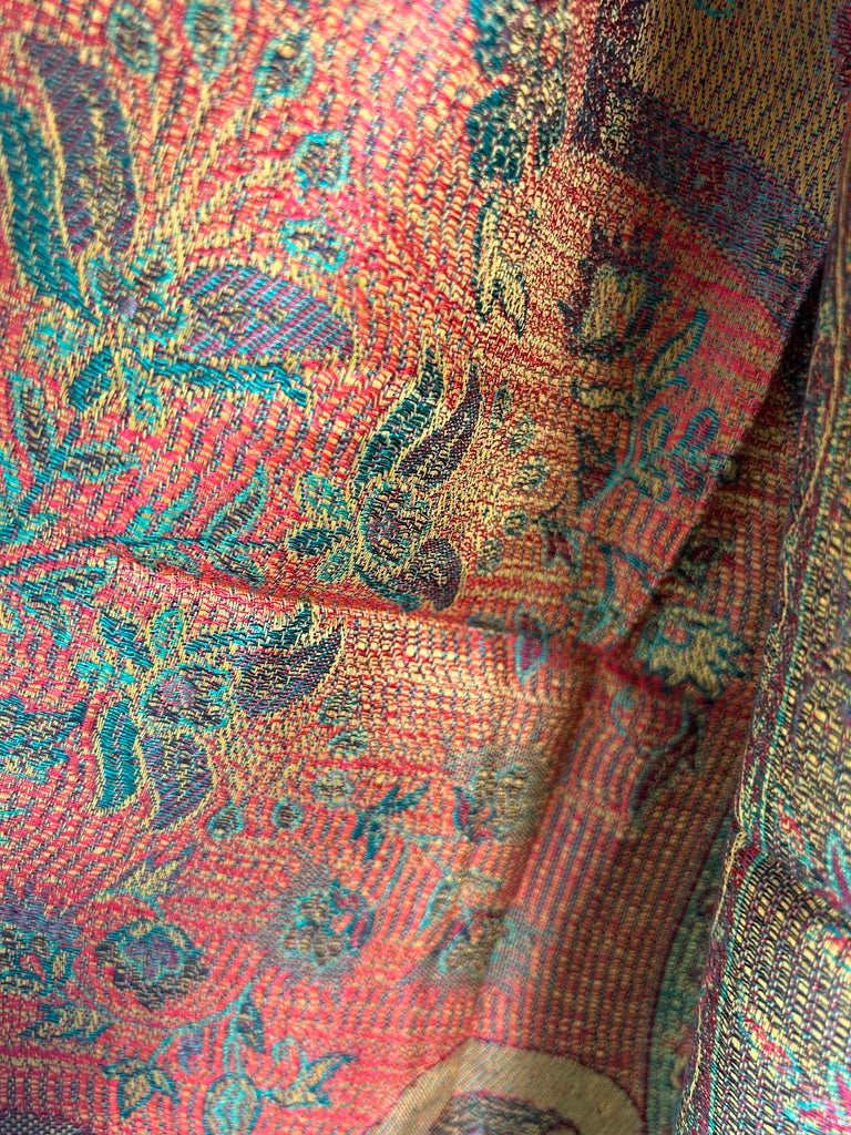 Fine-Weave Reversible Cotton-Silk Paisley Wrap