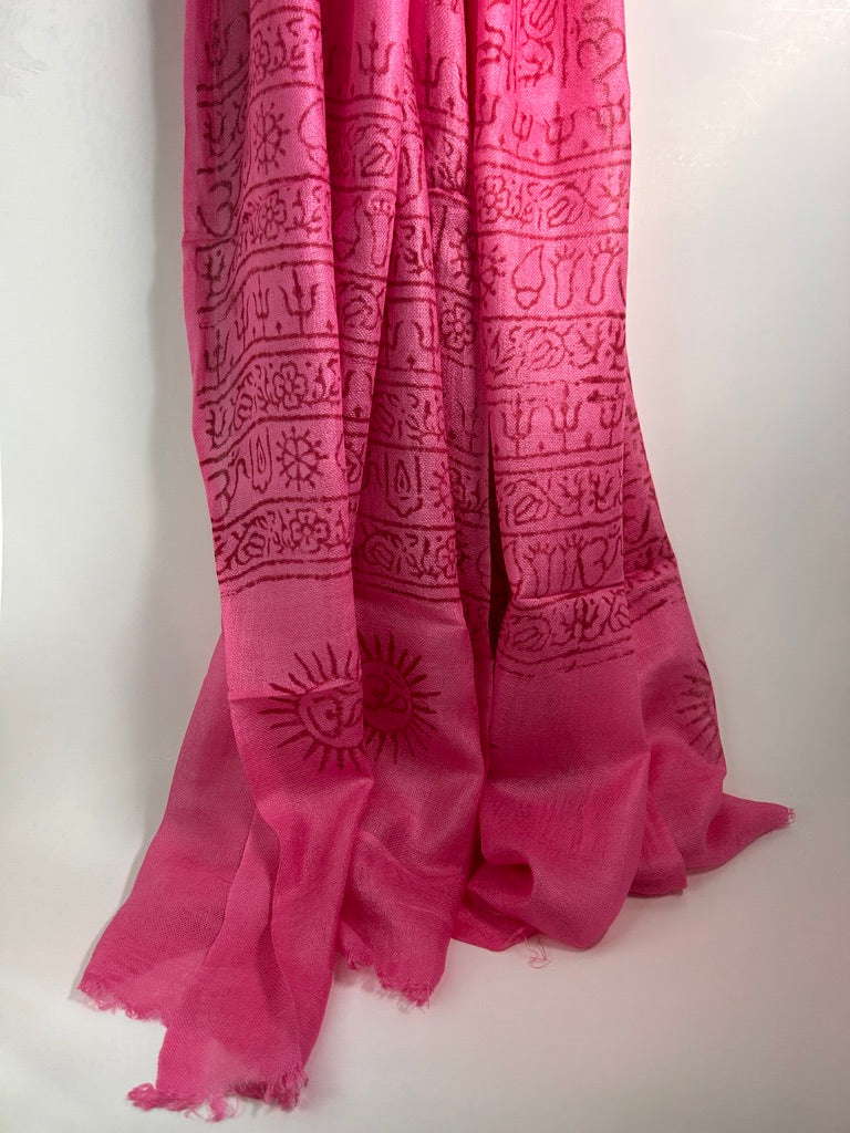Hand-Stamped Light Mesh Cotton Summer Scarf