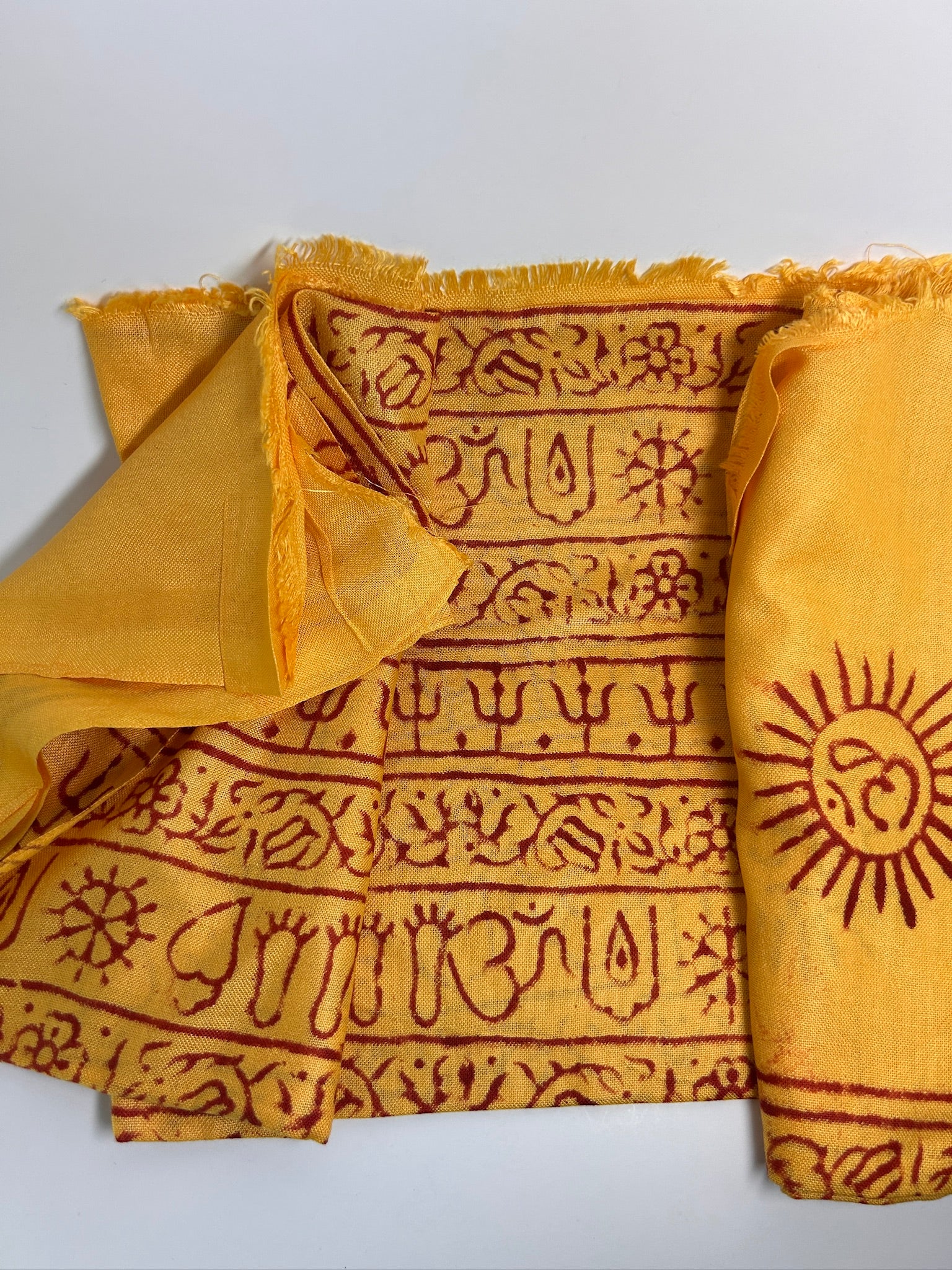 Brushed Cotton Printed Scarf – Yellow