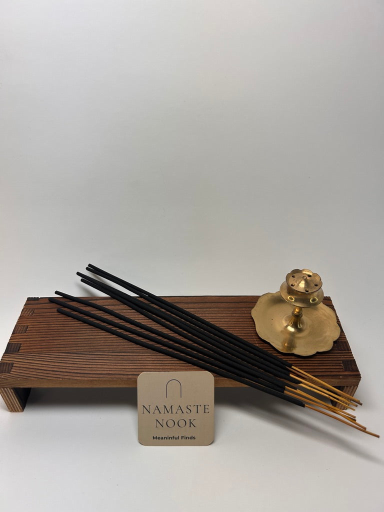 Brass Pedestal Incense Holder — Scalloped Ash Catcher — view 1