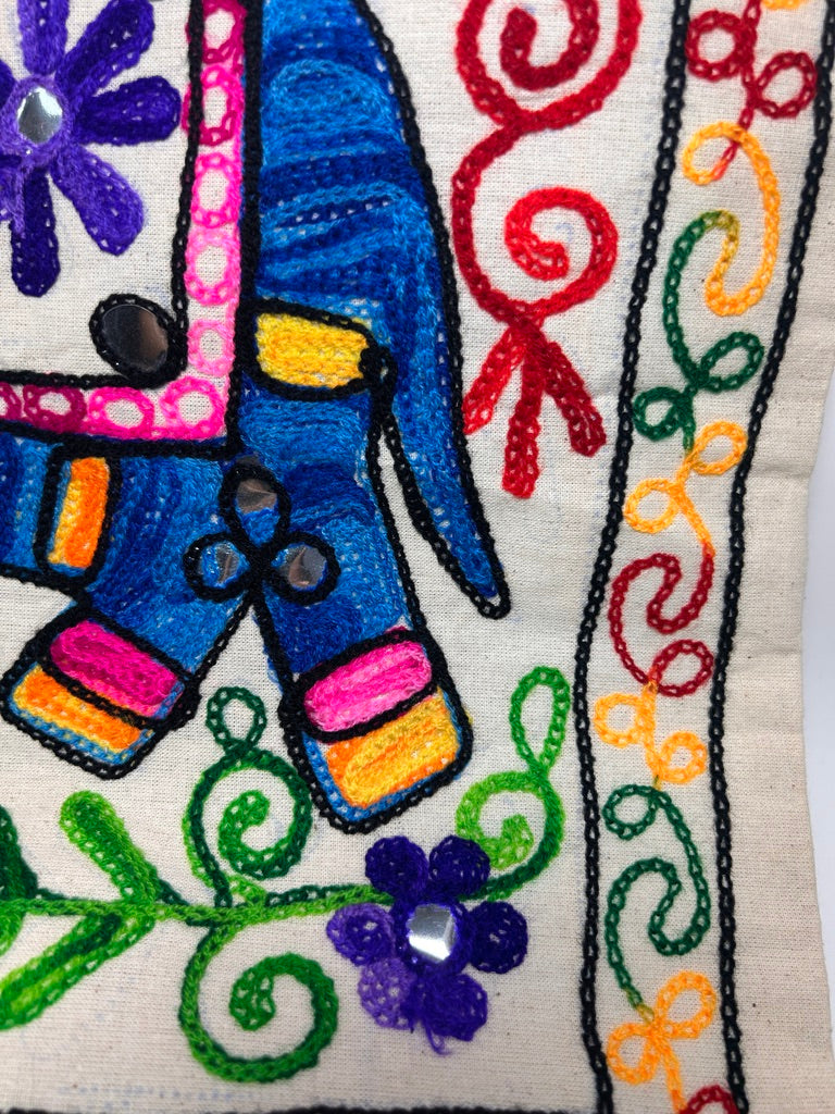 Embroidered Elephant Pillow Cover