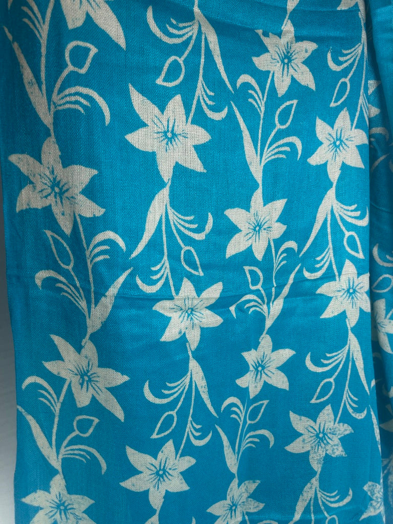 Mordant-Stamped Cotton Scarf / Wrap, Turquoise