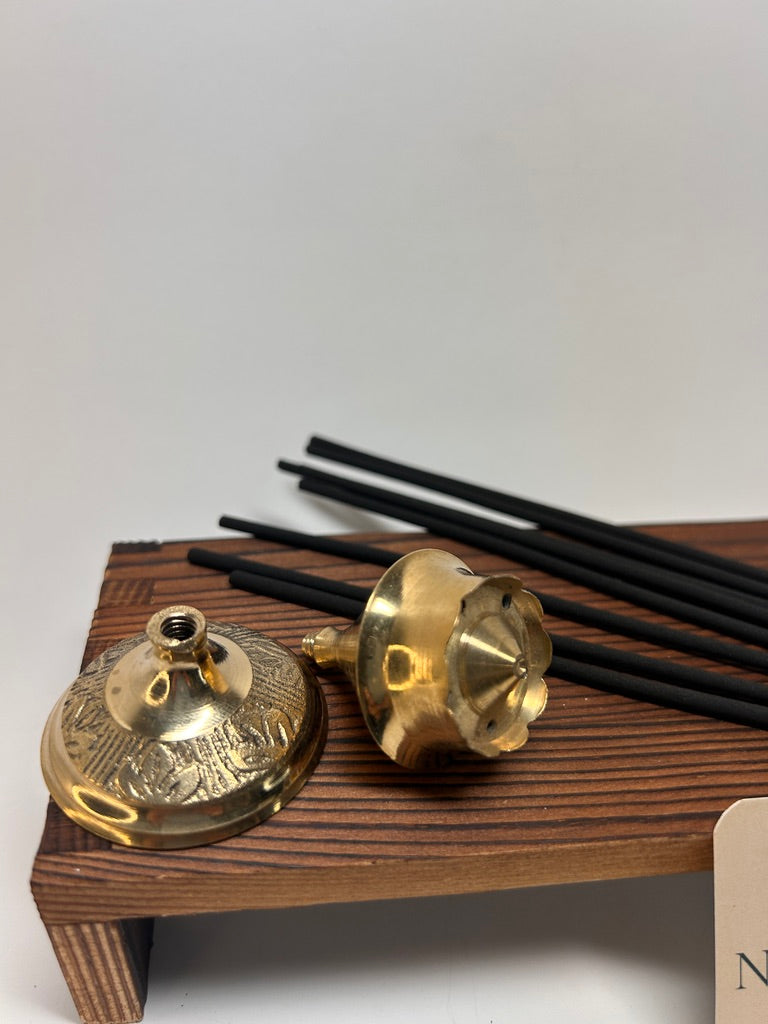 Small Brass Incense Holder — Vented Cap — view 3