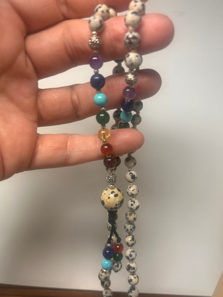 Natural Seven Chakra Energy Mala — Certified Gemstone Meditation Necklace