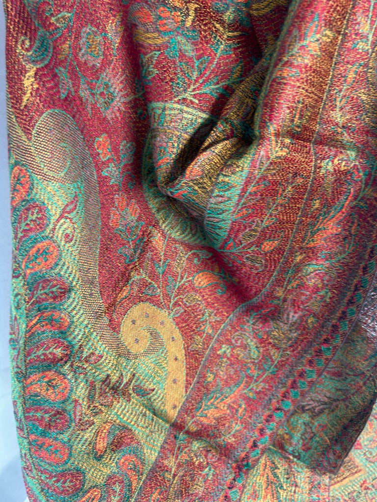 Fine-Weave Reversible Cotton-Silk Paisley Wrap