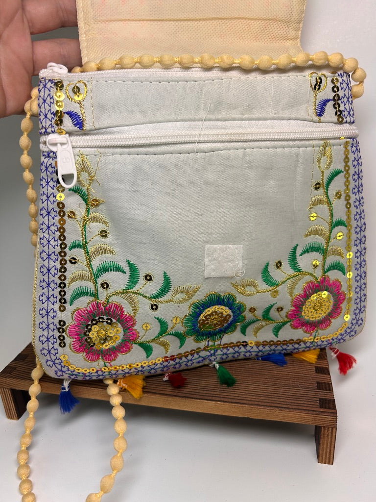 Embroidered Sunflower Bag, Butter