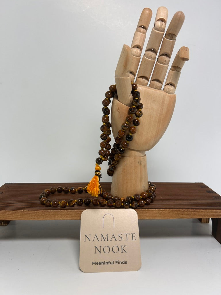 Tiger Eye Mala — Handcrafted Meditation Necklace