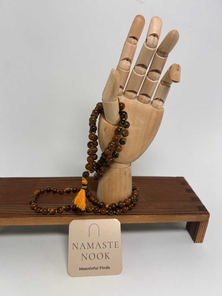 Tiger Eye Mala — Handcrafted Meditation Necklace