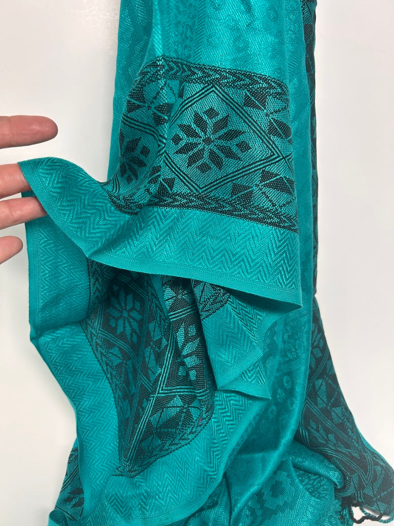 Varanasi Silk Scarf, Teal