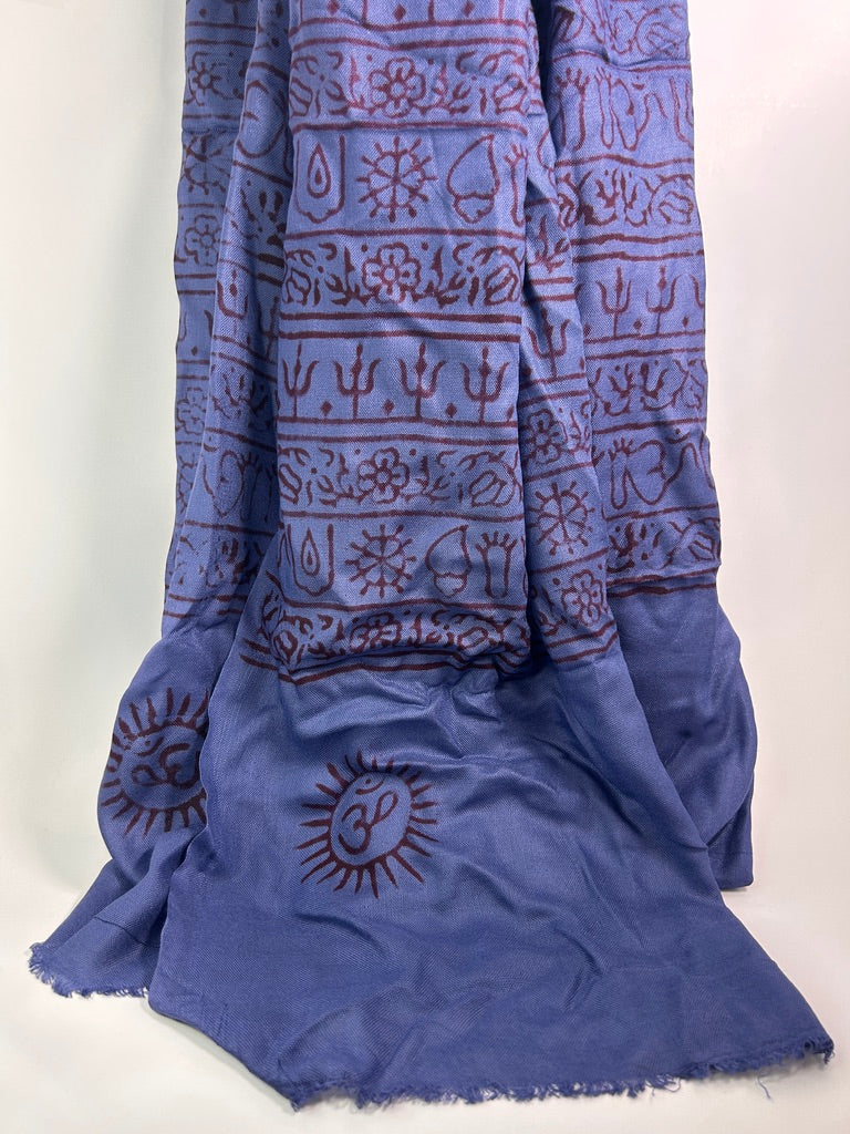 Brushed Cotton Printed Scarf – Indigo