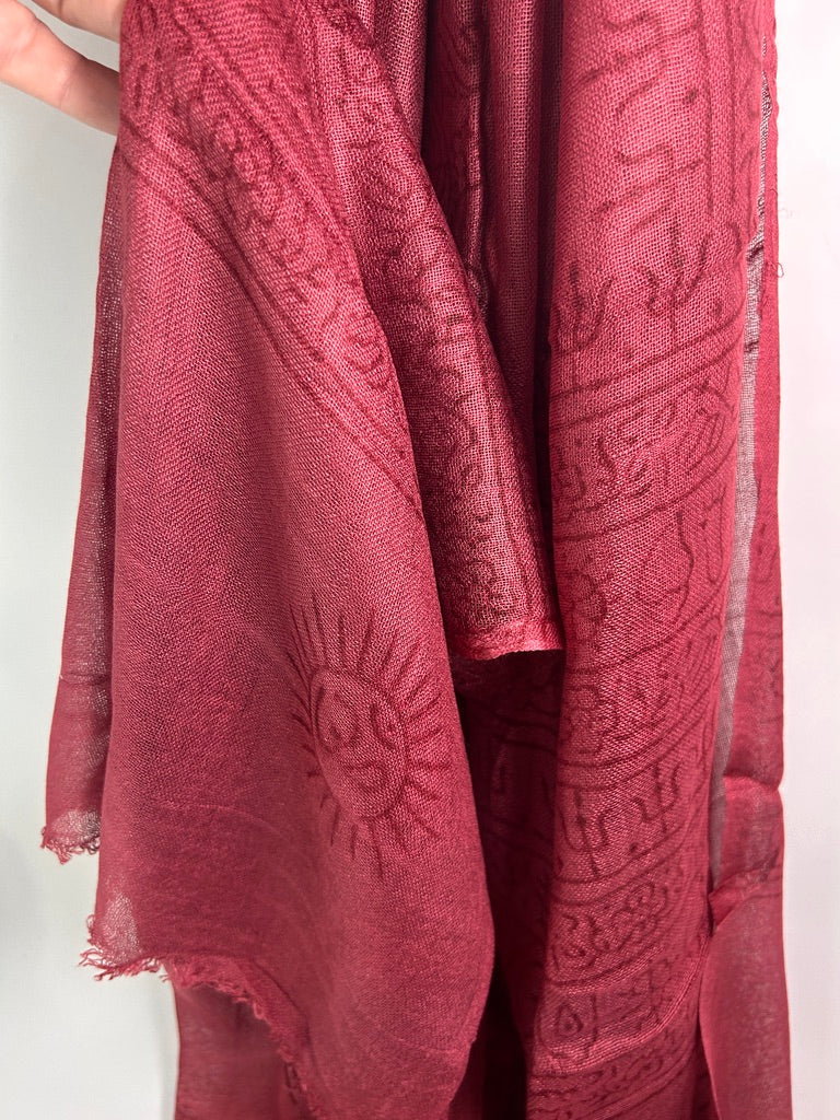Hand-Stamped Light Mesh Cotton Summer Scarf