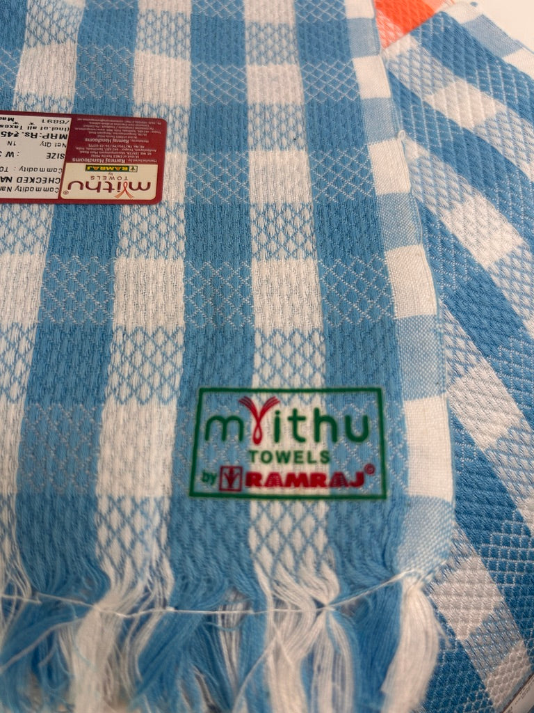 Woven Check Tea Towel – Turquoise & White