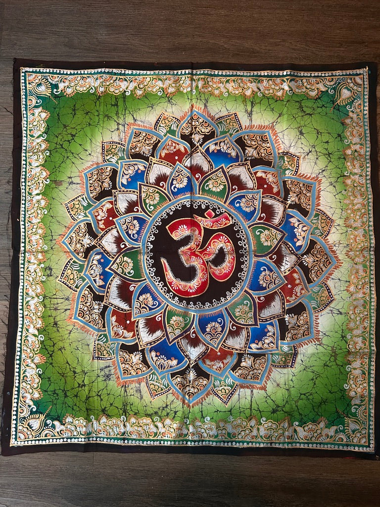 Mirzapur Hand-Batik Cotton Textile – Green Om Mandala