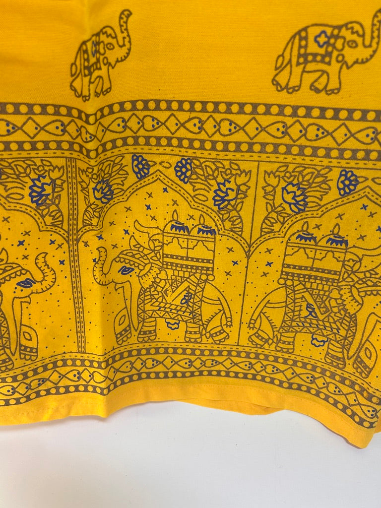 Elephant Border Cotton Short Kurti / Tunic Top, Mustard Yellow — view 3